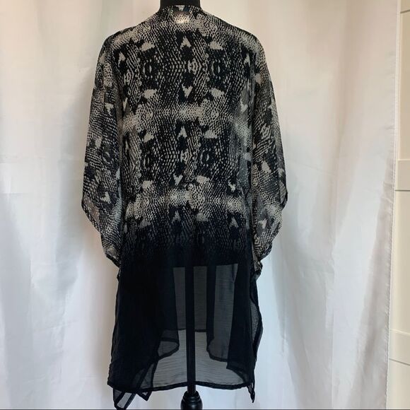 Sol & Mer animal snakeprint beach cover-up short sleeve chiffon drawstring 🔥 - Picture 4 of 10
